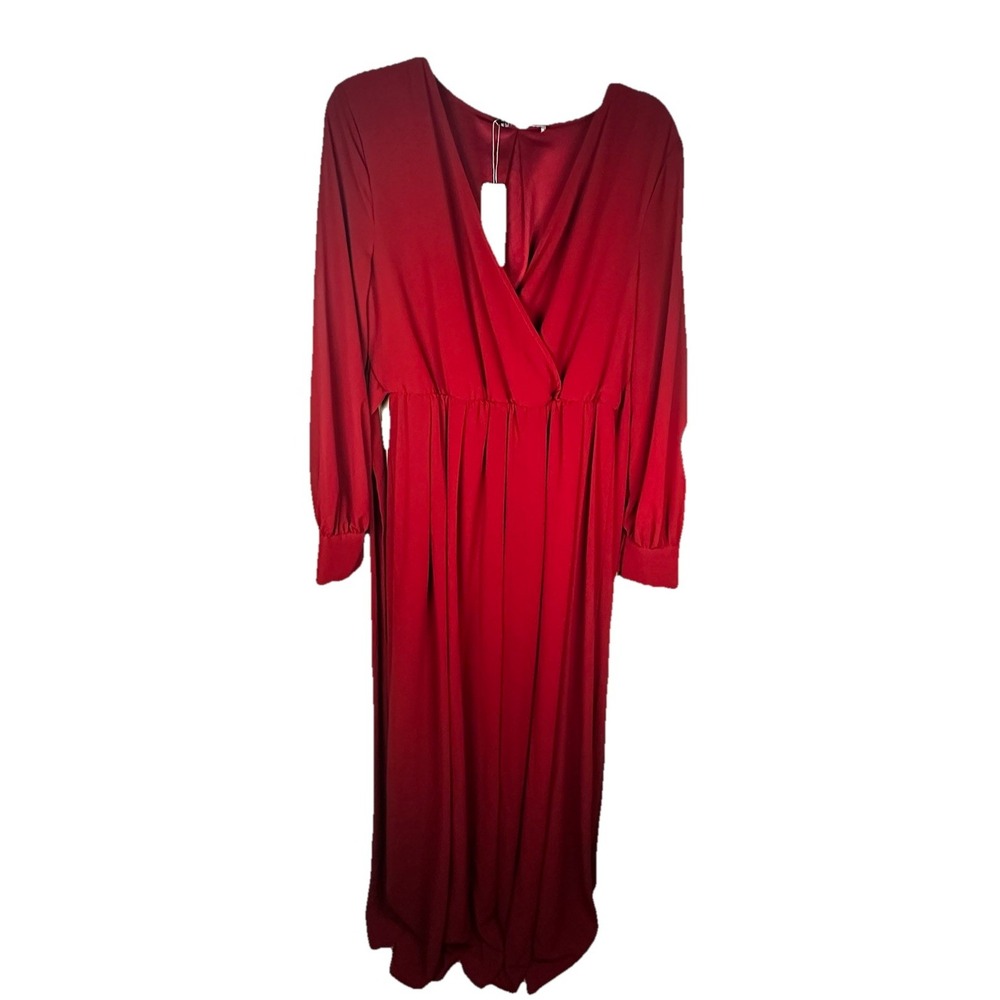 Baltic Born Womens Celine‎ Maxi Dress Sz L Wine Sheer Long Sleeve Holiday dress